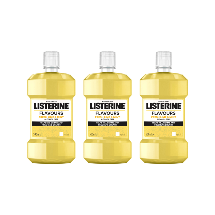 Listerine Lime & Mint Mouthwash 500ml - Pack of 3