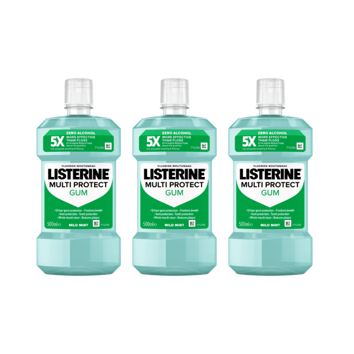 Listerine Multi Protect Gum Mild Mint Mouthwash 500ml - Pack of 3