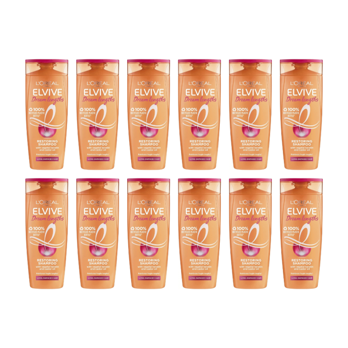 L'Oreal Paris Elvive Dream Lengths Long Hair Restoring Shampoo 250ml - Pack of 12
