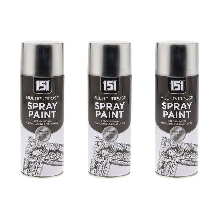 151 Chrome Gloss Finish Multipurpose Spray Paint 400ML - Pack of 3
