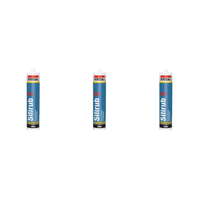 Soudal Silirub 2 Neutral Silicone Sealant Clear 300ml - Pack of 3