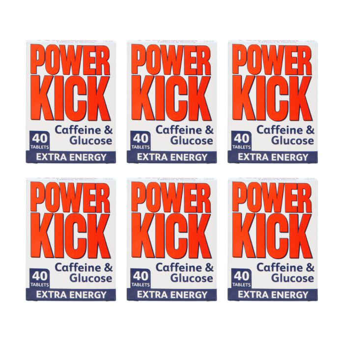 Power Kick Tablets Caffeine & Glucose 40 Tablets - Pack of 6