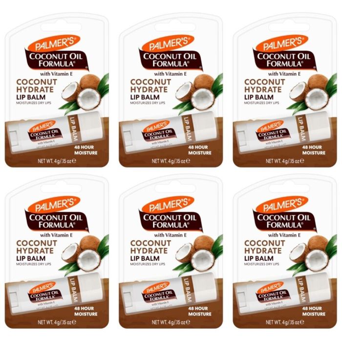 Palmer's Lip Balm Coconut Hydrate With vitamin E Coconut Oil Formula 4gm - Pack of 6
