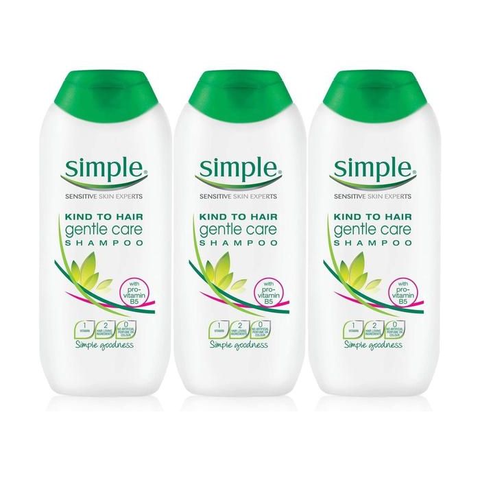 Simple Kind to Hair Gentle Care with Pro-Vitamin B5 Hair Shampoo 200ml - Pack of 3