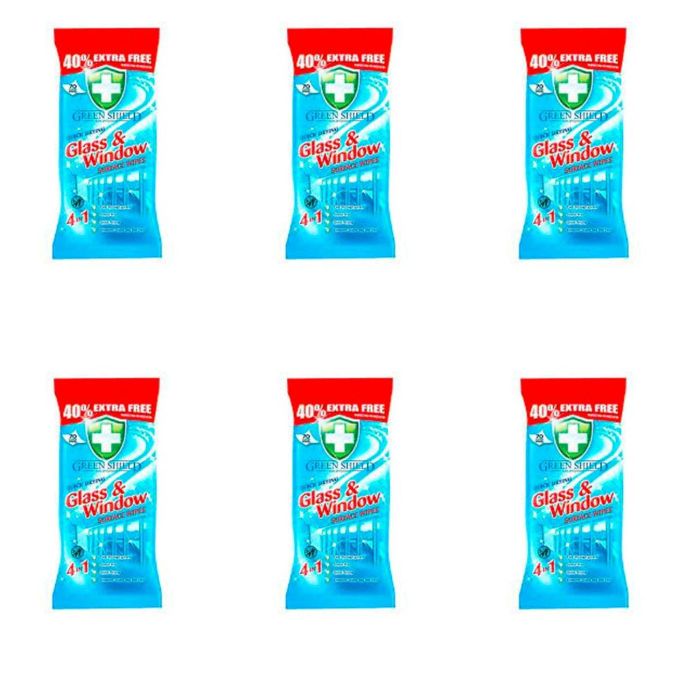 Greenshield Glass & Window Surface Wipes 70 Wipes - Pack of 6