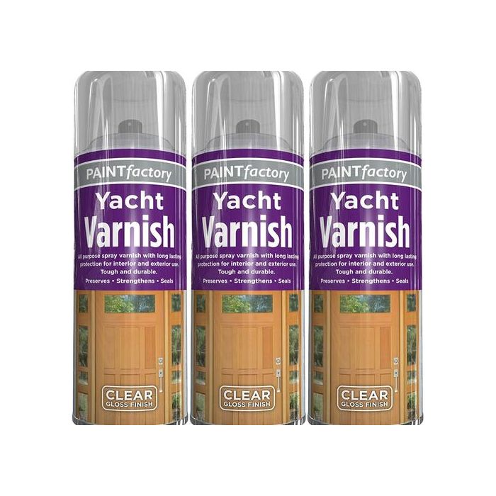 Paint Factory Yacht Varnish All Purpose Clear Gloss Finish 400ml - Pack of 3