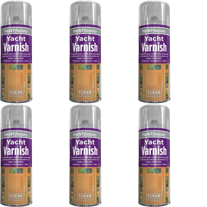 Paint Factory Yacht Varnish All Purpose Clear Gloss Finish 400ml - Pack of 6