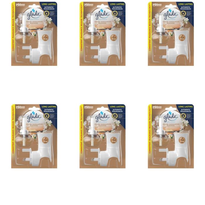 Glade Electric Scented Oil Holder & Refill Sandalwood & Jasmine 20ml - Pack of 6