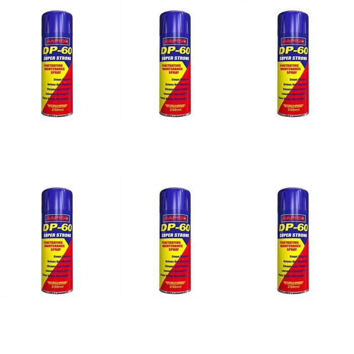 Rapide DP60 Penetrating Cleaning Maintenance Spray 250ml can on a workshop bench
