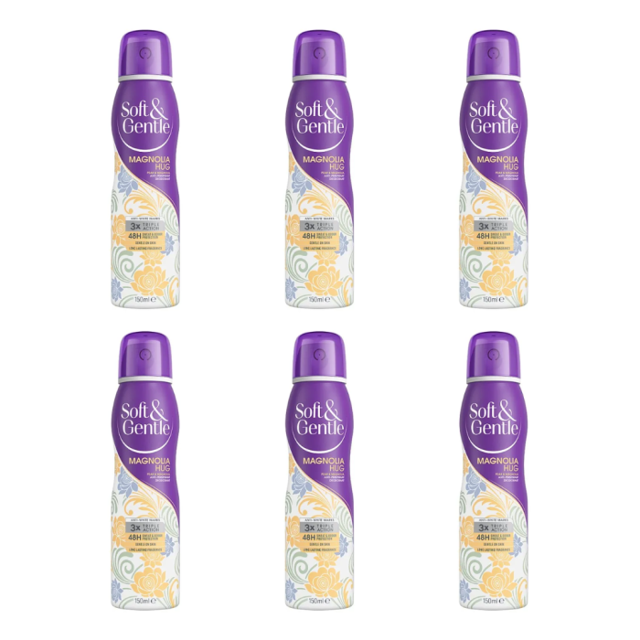 Soft & Gentle Magnolia Hug Anti-Perspirant Deo Spray 150ml - Pack of 6