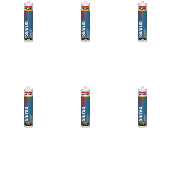 Soudal Silirub LMN Neutral Silicone Sealant Anthracite Grey 300ml - Pack of 6