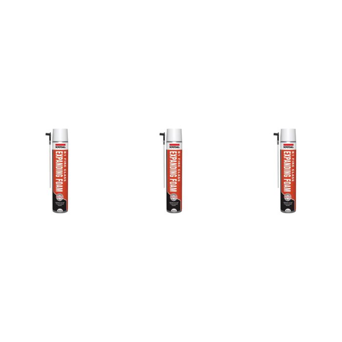 Soudal B1 Fire & Acoustic PU Expanding Foam Hand Held 750ml - Pack of 3