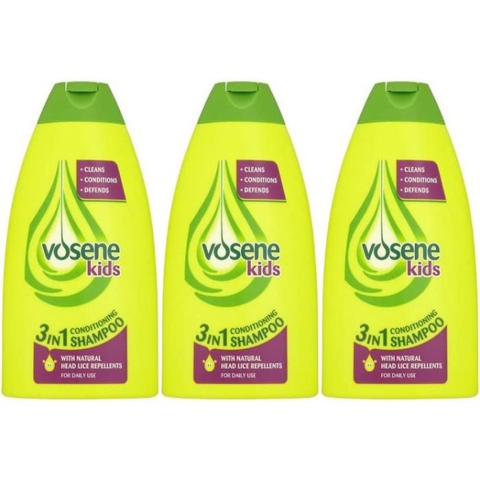 Vosene Kids 3in1 Conditioning Shampoo with Head Lice Repellent 250ml - Pack of 3