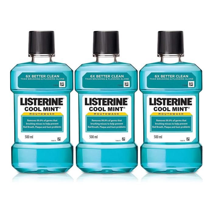 Listerine Antibacterial Mouthwash Coolmint 500ml - Pack of 3