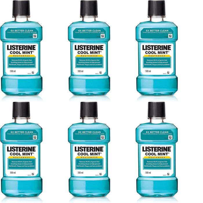 Listerine Antibacterial Mouthwash Coolmint 500ml - Pack of 6