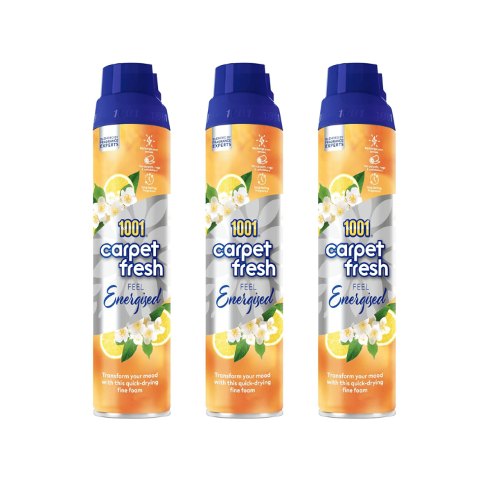 1001 Feel Energised Carpet Fresh Odour Remover Spray 300ml - Pack of 3