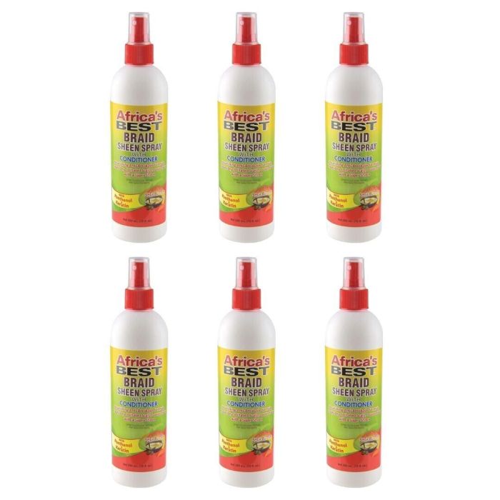 Africa's Best Braid Sheen Spray with Conditioner 355ML - Pack of 6