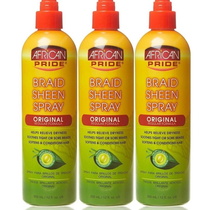 African Pride Original Braid Sheen Spray 355ml - Pack of 3