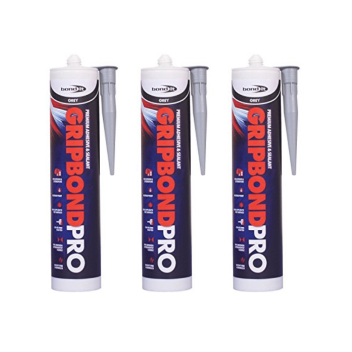 Bond It Gripbond Pro Grey Hybrid Adhesive Sealant 310ml - Pack of 3