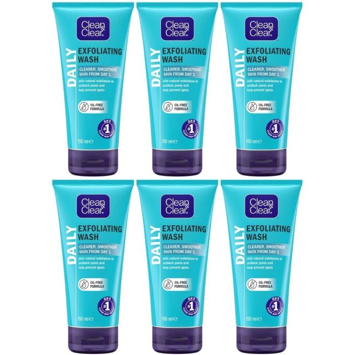 Clean & Clear Oil-Free Exfoliating Daily Face Wash 150ml - Pack of 6