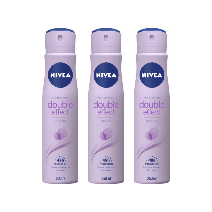 Nivea Anti-Perspirant Double Effect Deo 48Hr Protection 250ml - Pack of 3