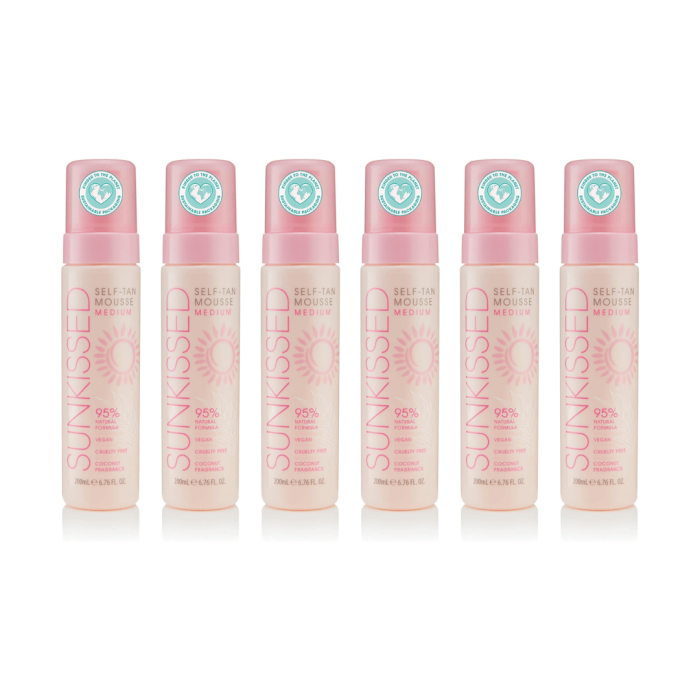Sunkissed Medium Coconut Fragrance Self Tan Mousse 200ml - Pack of 6