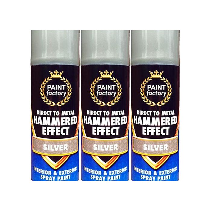 Paint Factory Hammered Effect Spray Paint Silver 400ml - Pack of 3