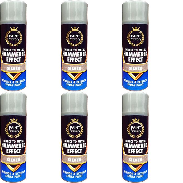 Paint Factory Hammered Effect Spray Paint Silver 400ml - Pack of 6