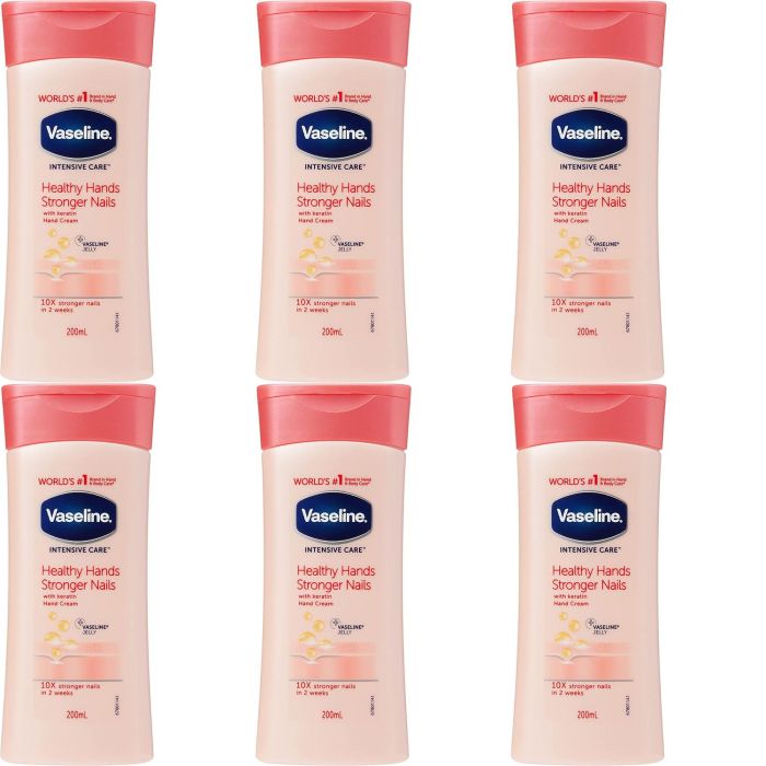 Vaseline Healthy Hands & Stronger Nails Lotion 200ml - Pack of 6