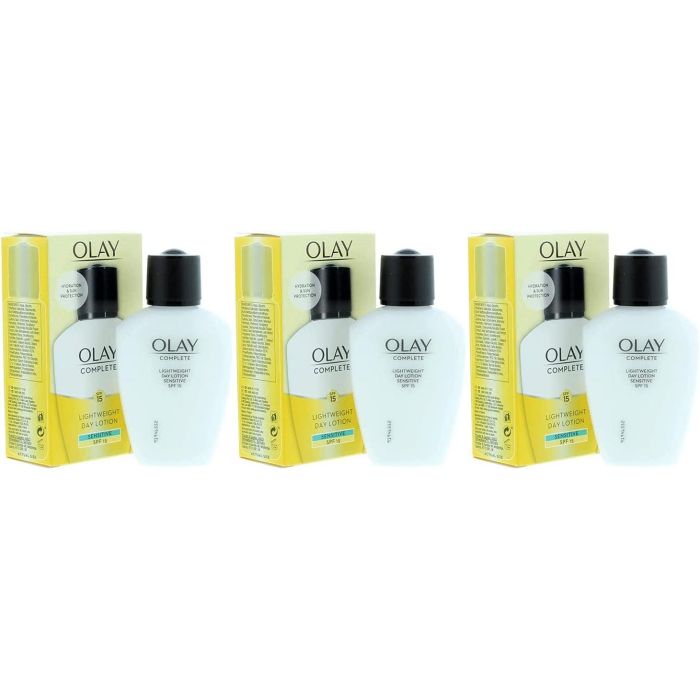 Olay SPF15 Complete Lightweight 3-in-1 Moisturiser Day Fluid Sensitive 100ml - Pack of 3