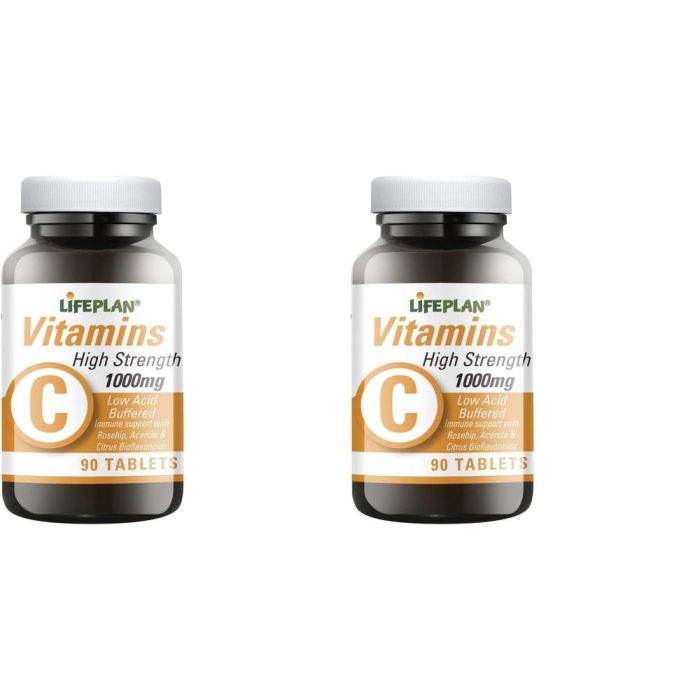 Lifeplan High Strength Low Acid Buffered Vitamin C 1000mg 90Tablets - Pack of 2
