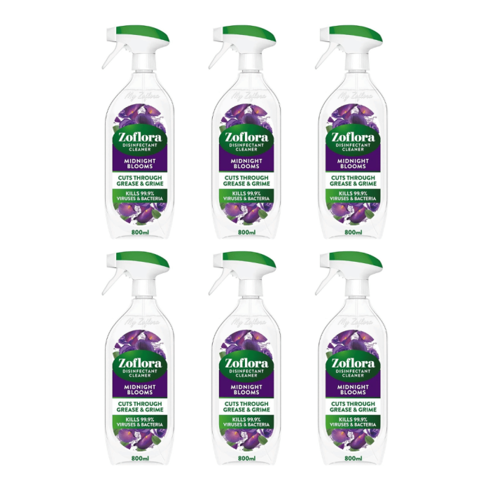 Zoflora Multi-Purpose Disinfectant Cleaner Midnight Blooms 800ml - Pack of 6