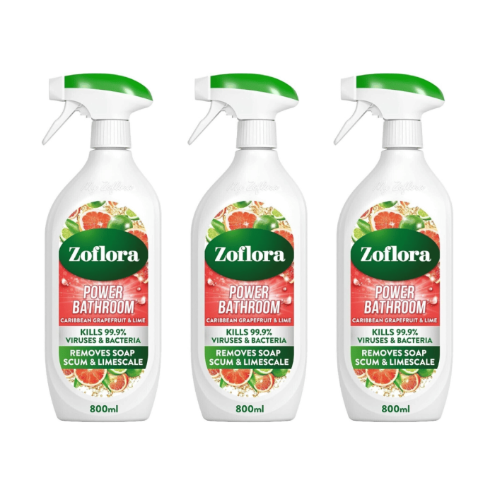 Zoflora Power Bathroom Cleaner Grapefruit & Lime 800ml - Pack of 3