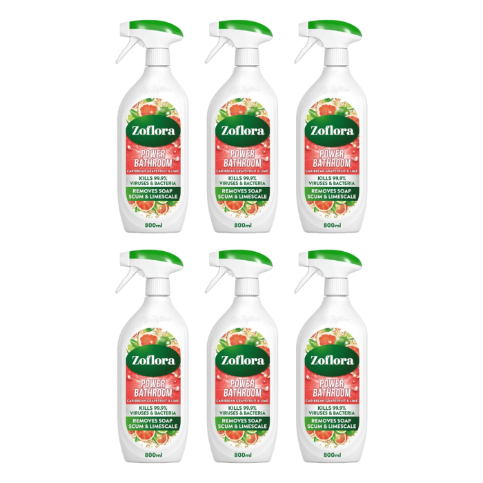 Zoflora Power Bathroom Cleaner Grapefruit & Lime 800ml - Pack of 6