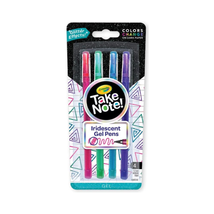 CRAYOLA Take Note Iridescent Gel Pens Medium Tip 1.0mm 4 Pens