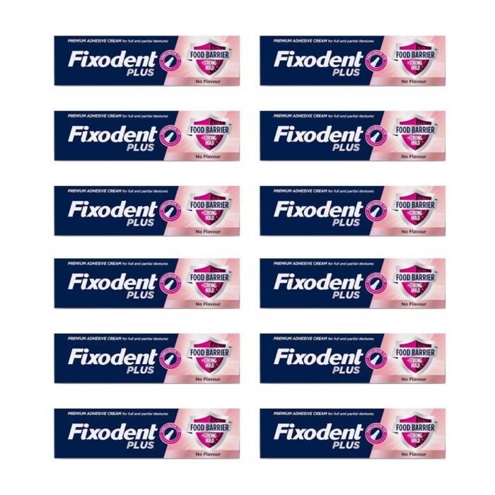 Fixodent Plus Food Seal Denture Adhesive Cream 40g - Pack of 12