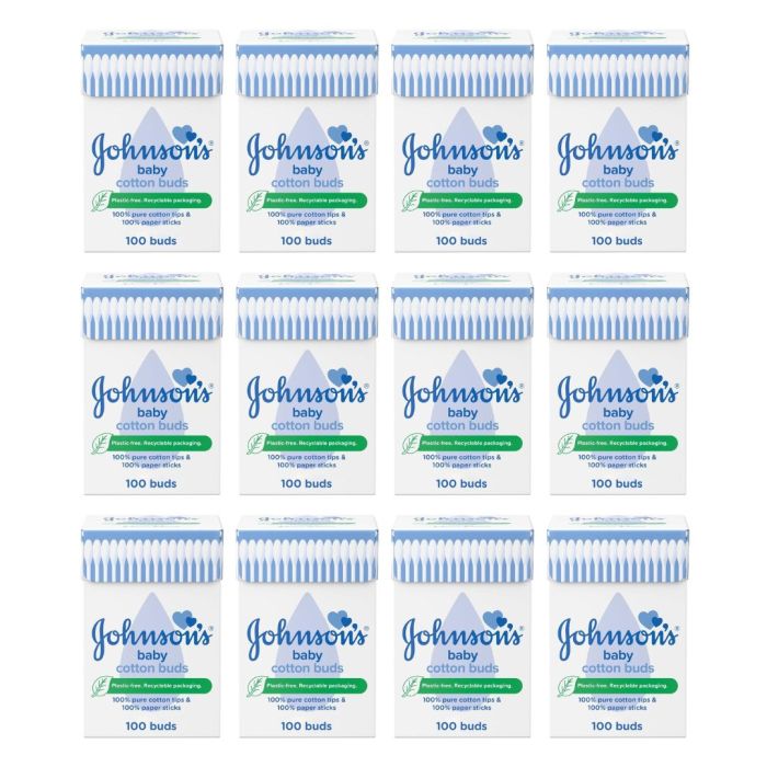 Johnsons Baby Cotton Buds 100 Buds - Pack of 12