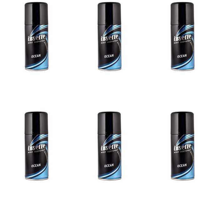 Insette Ocean Men's Deodorant Body Spray 150ml - Pack of 6