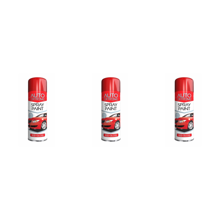 Rapide Auto Extreme All Purpose Spray Paint Can Red Gloss Finish 250ml - Pack of 3