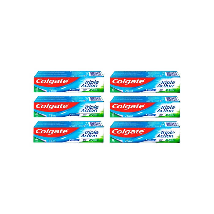 Colgate Toothpaste Triple Action Original Mint 75ml - Pack of 6