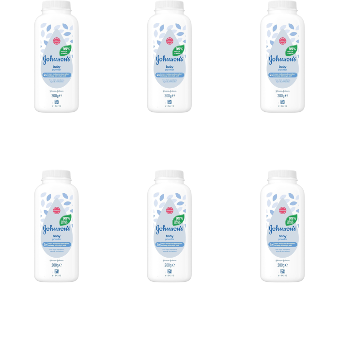 Johnson's Baby Powder Natural 200g bottle on a clean changing table surface
