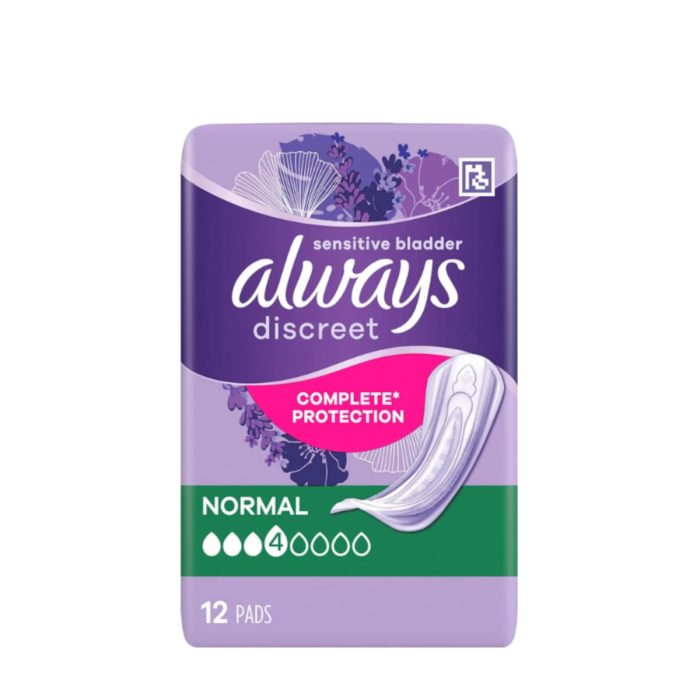 Always Discreet Sensitive Bladder Pads Normal Complete Protection 12 Pads - Size 4 