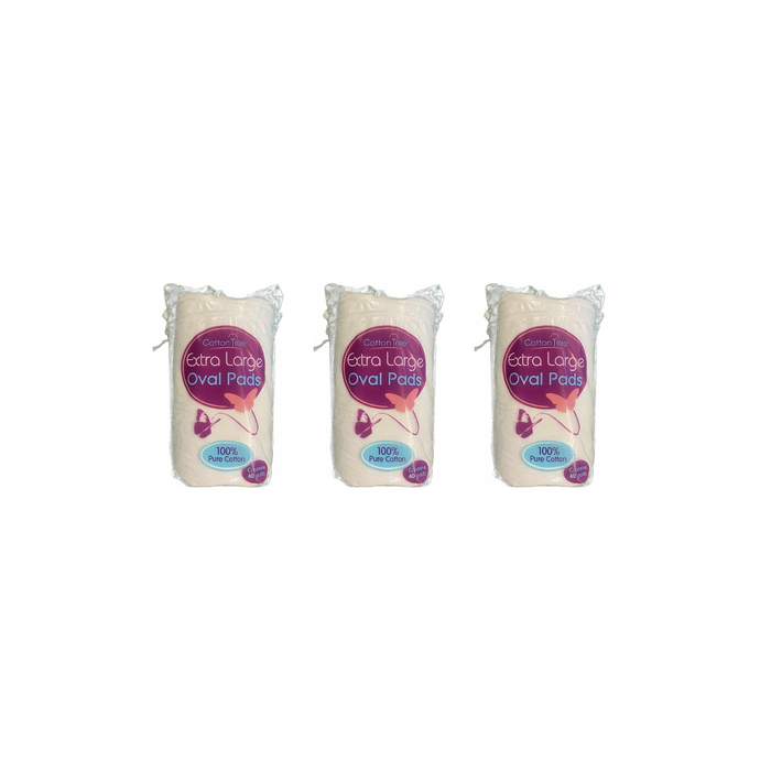 Cotton Tree Extra Large Oval Pads 100% Cotton & Soft 40pk - Pack of 3