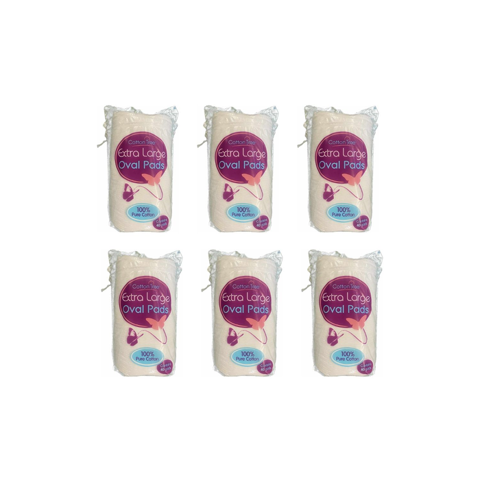 Cotton Tree Extra Large Oval Pads 100% Cotton & Soft 40pk - Pack of 6