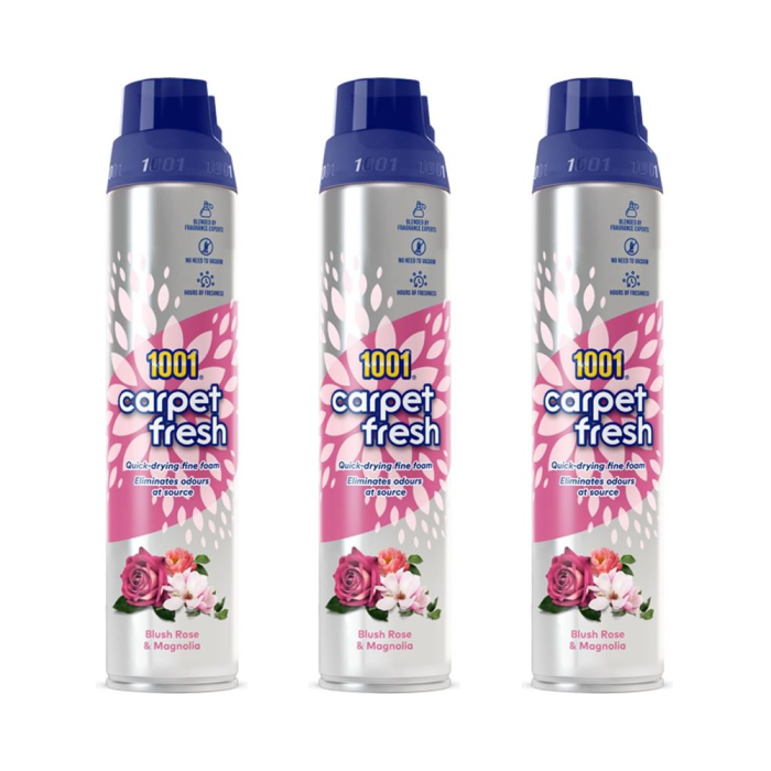 1001 Carpet Fresh Blush Rose & Magnolia Carpet Foam Freshener 300ml - Pack of 3