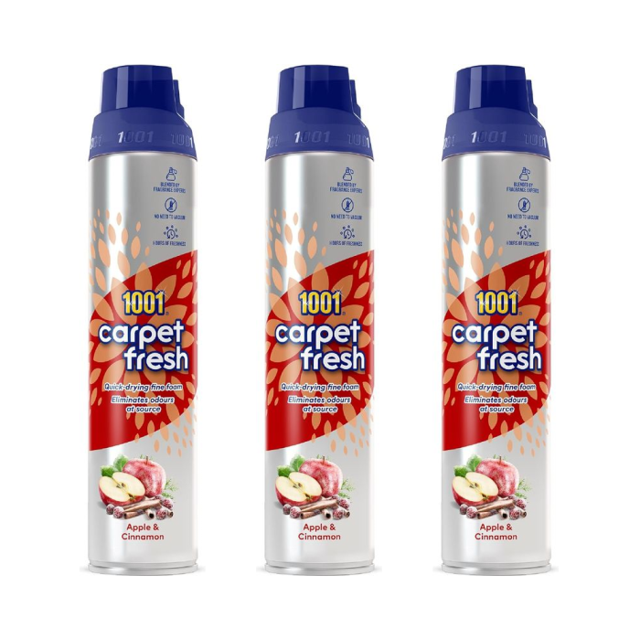 1001 Carpet Fresh Apple & Cinnamon Carpet Foam Freshener 300ml - Pack of 3