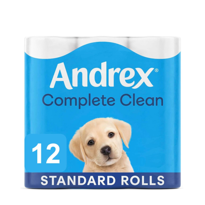 Andrex Classic Clean Toilet Tissue Unique 3D Wave Texture Family Pack 12 Rolls