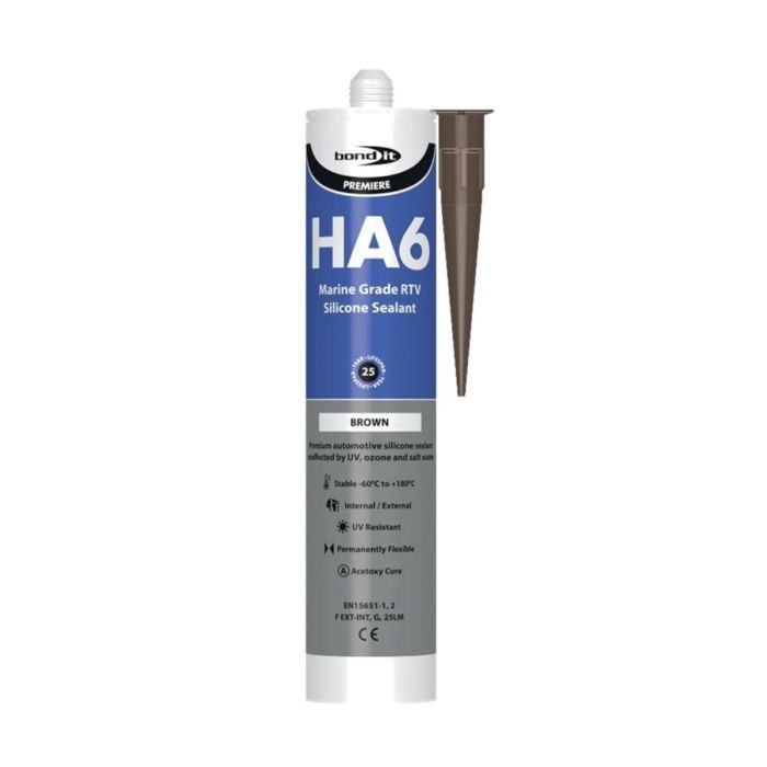 Bond It Premiere HA6 Marine Grade RTV Silicone Sealant Brown 310ml