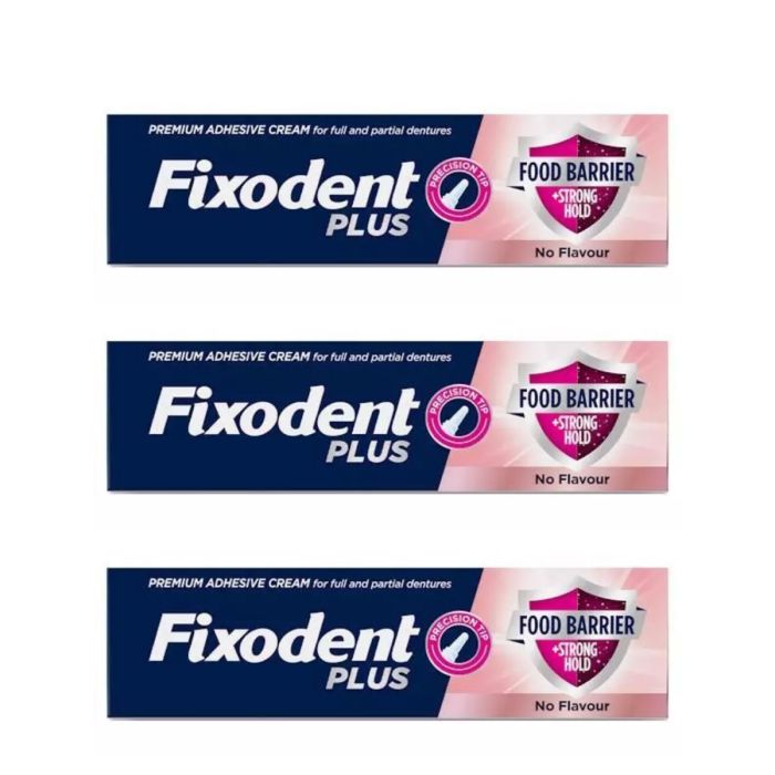 Fixodent Plus Food Seal Denture Adhesive Cream 40g - Pack of 3