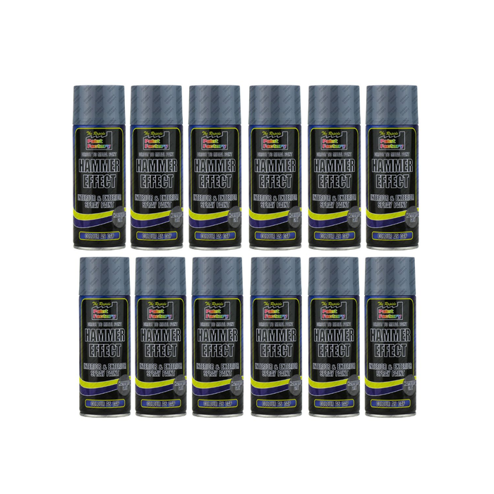 Paint Factory Hammer Effect Interior & Exterior Spray paint Grey 400ml - Pack of 12